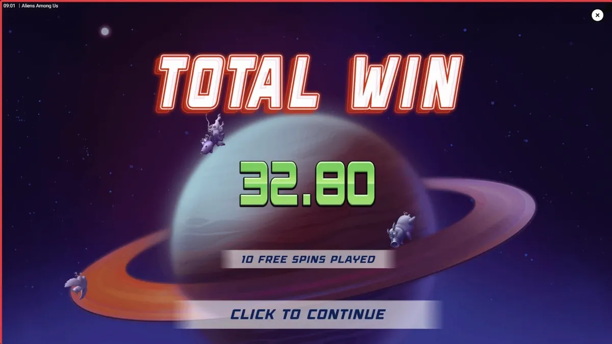 Aliens Among Us slot mobile interface showing alien characters and FBI agents